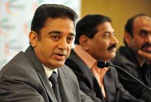 Kamal Haasan speaking at an event. (NOAH SEELAM/AFP/Getty Images)